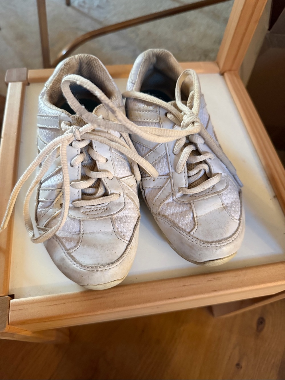 Kids White Lace-Up Athletic Sneakers